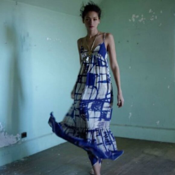 Anthropologie Isabella Sinclair In The Abstract Silk Maxi Dress - Picture 1 of 9